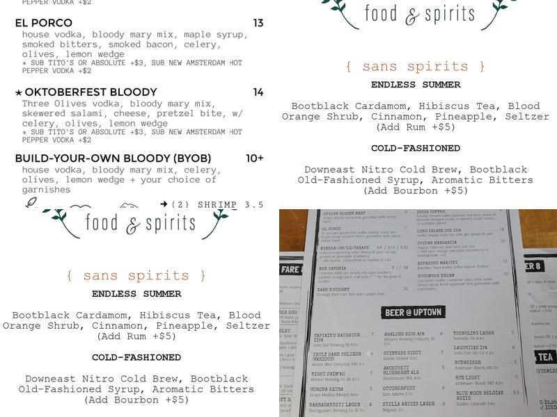 Uptown Food & Spirits Menu