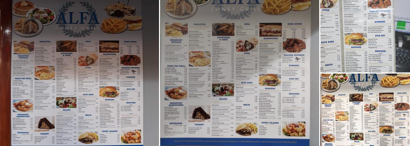 Alfa Coney Grill Menu