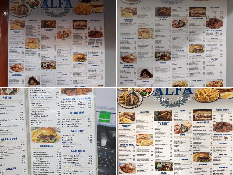Alfa Coney Grill Menu