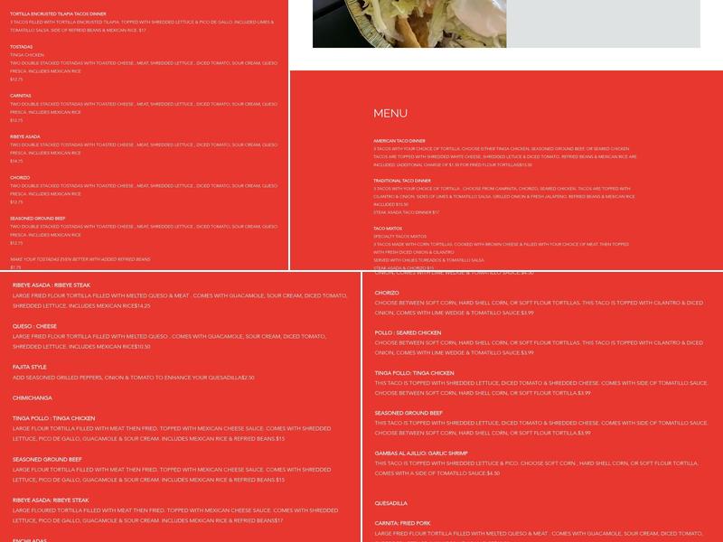 TWO TOSTADAS Menu