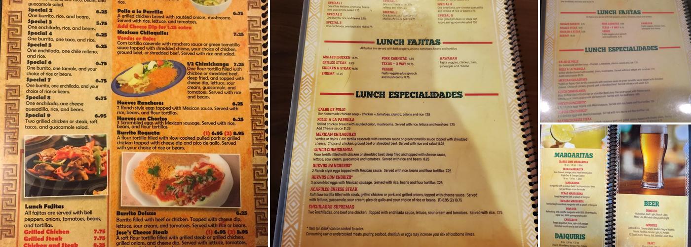 Jose's Menu