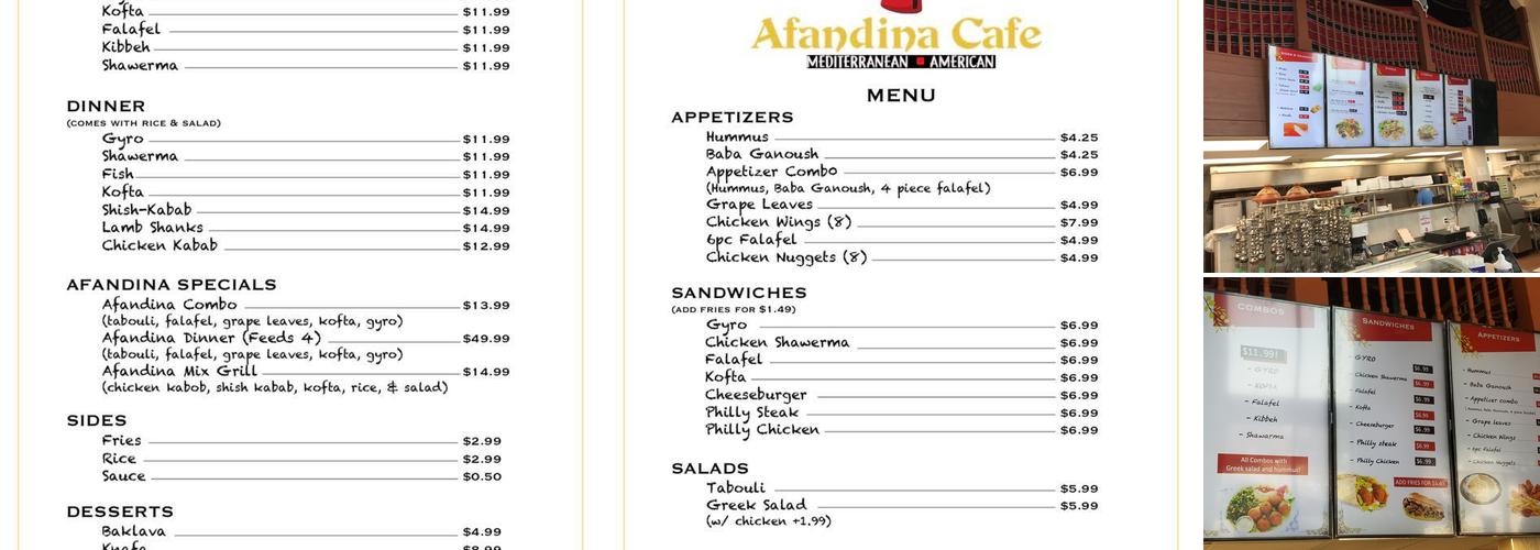 Afandina Cafe Menu