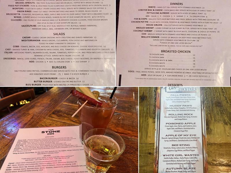The Stone Inn Menu