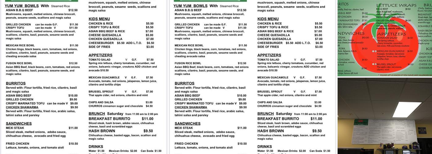 Tomatoes Restaurant Menu