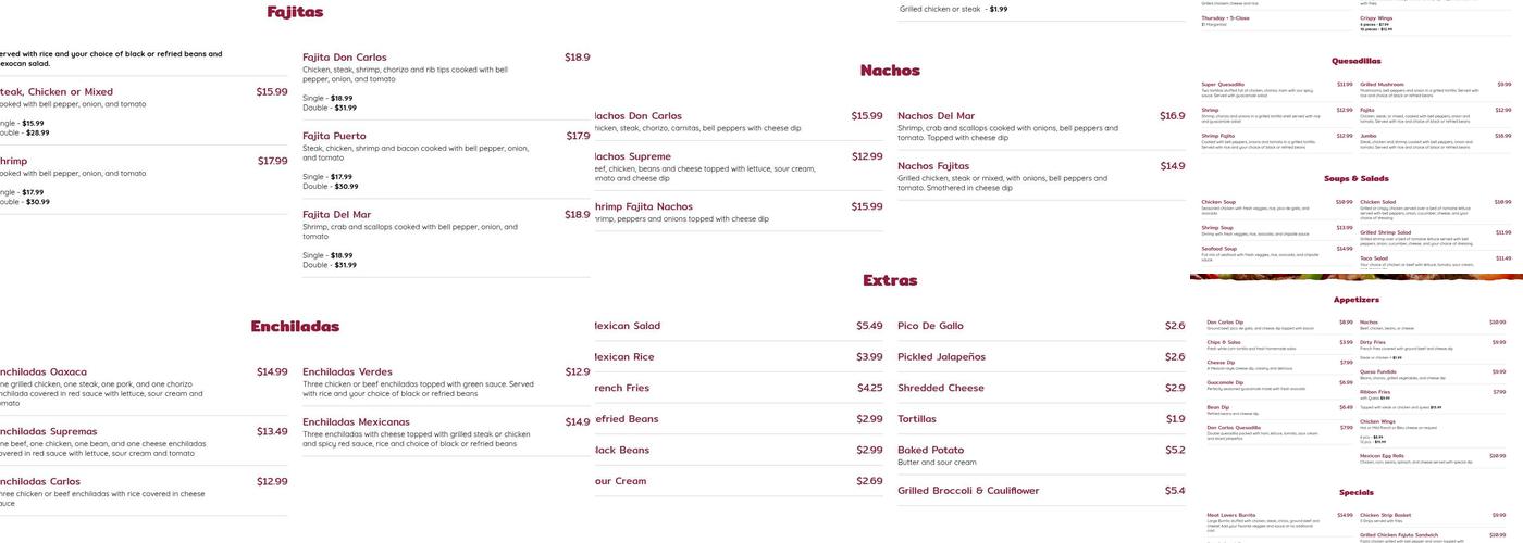 Don Carlos Menu