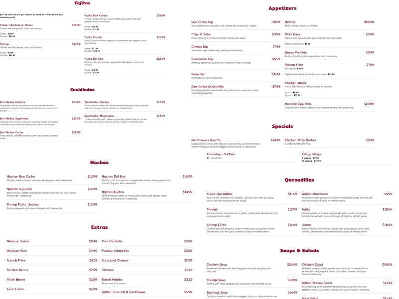 Don Carlos Menu