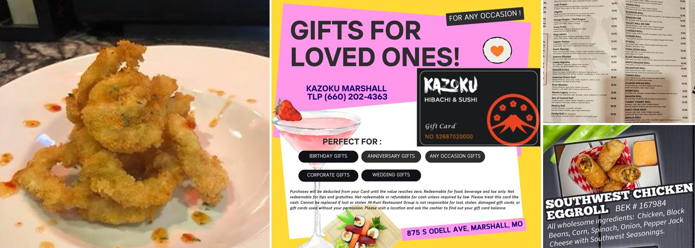 Kazoku Hibachi and Sushi Bar (Marshall, MO) Menu