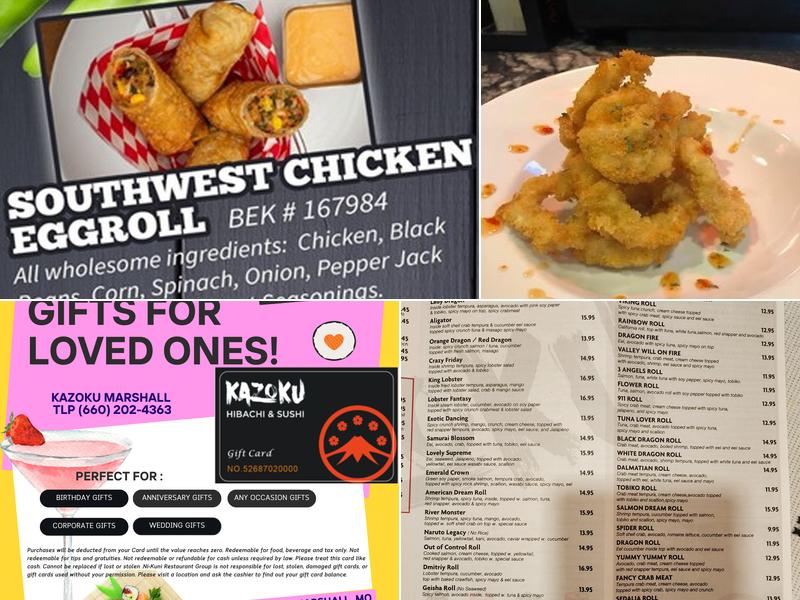 Kazoku Hibachi and Sushi Bar (Marshall, MO) Menu