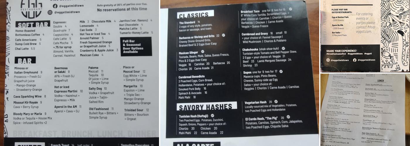 Egg@midtown Menu