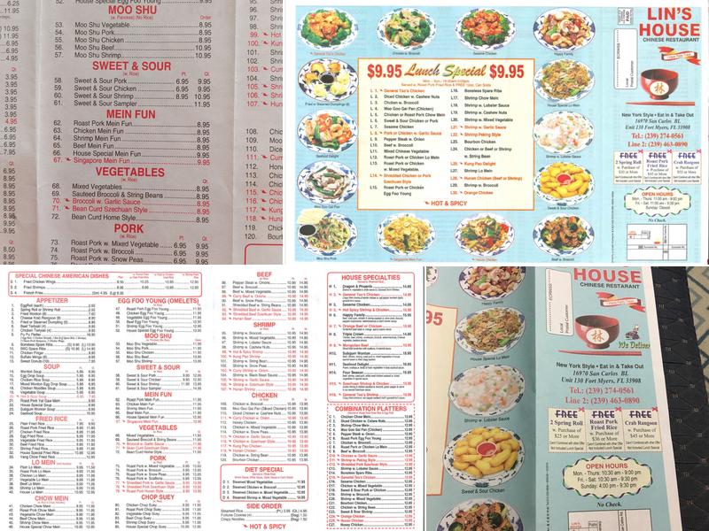 Lin's House Menu