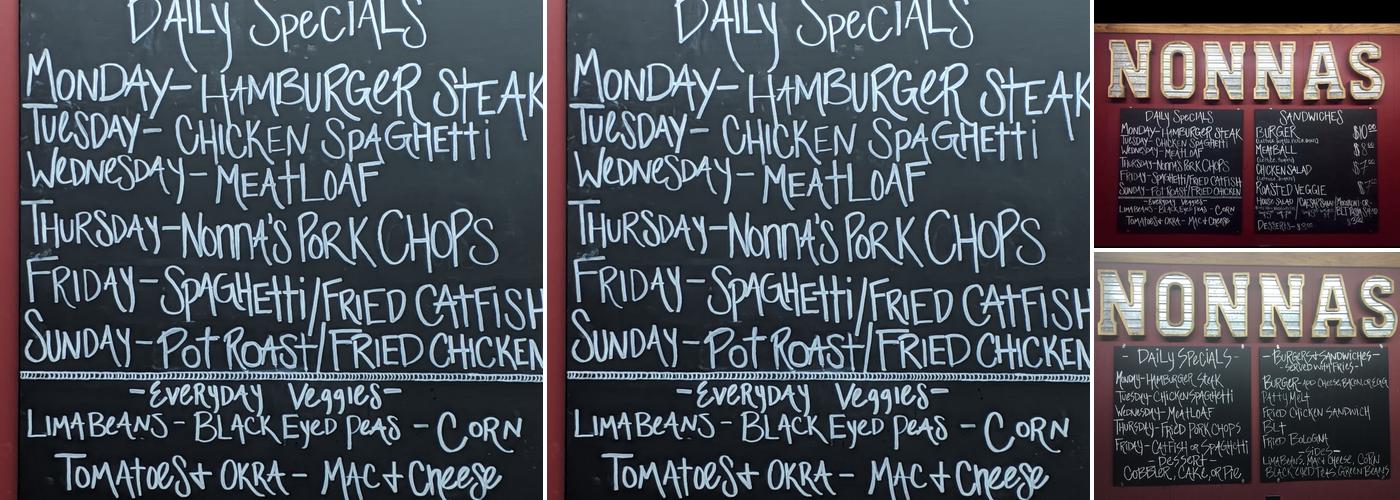 Nonna’s Cafe Menu