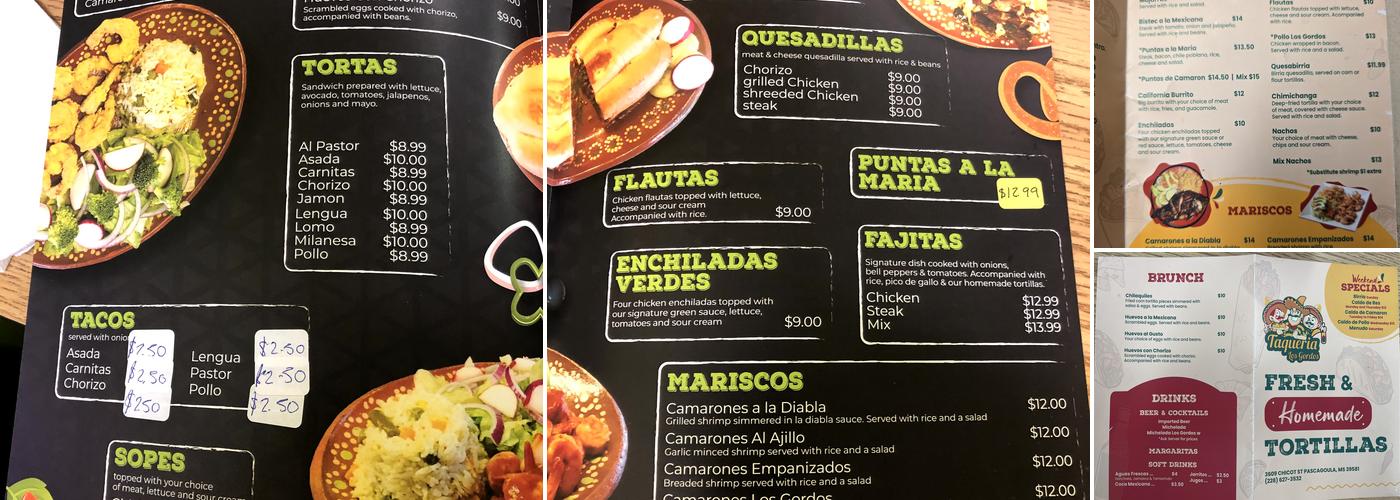 Taqueria Los Gordos Menu