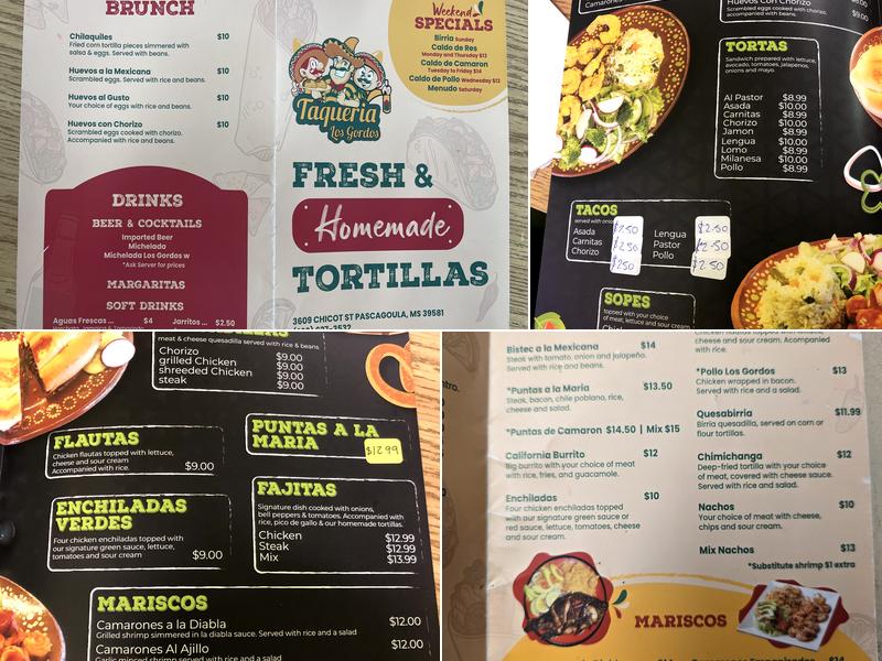 Taqueria Los Gordos Menu