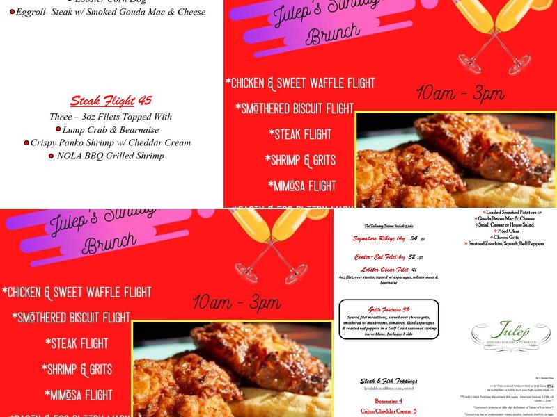 Julep Steakhouse and Flights Menu