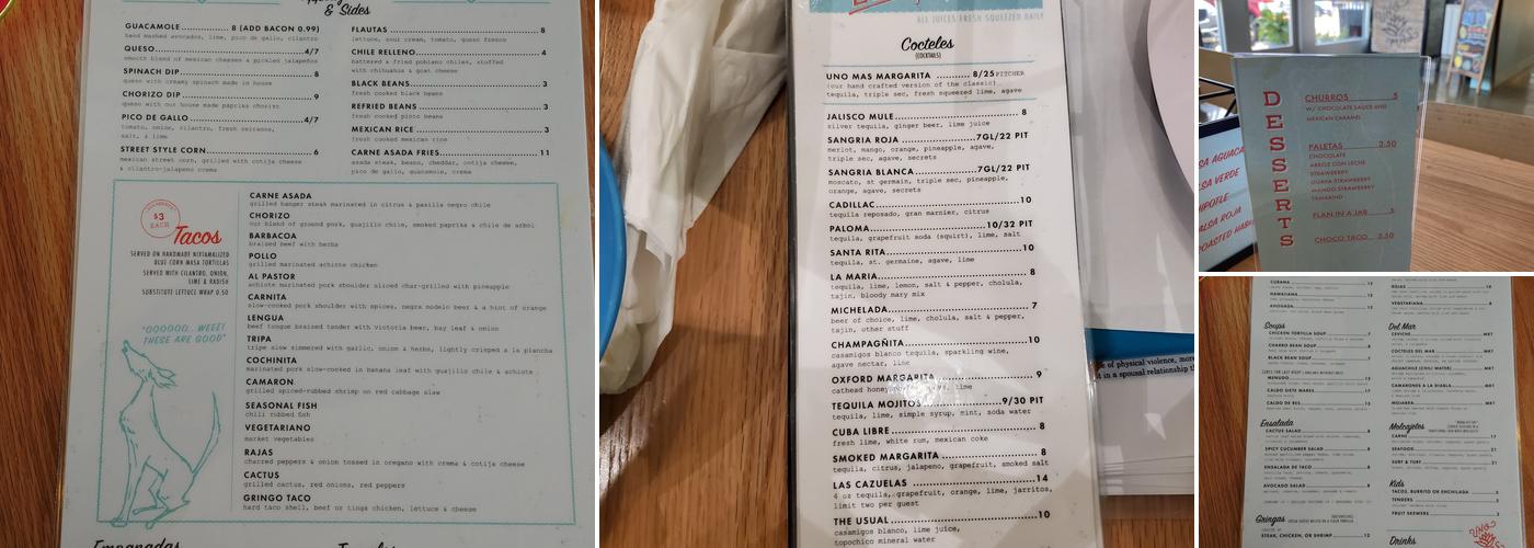 Uno Mas Tacos y Tequila Menu