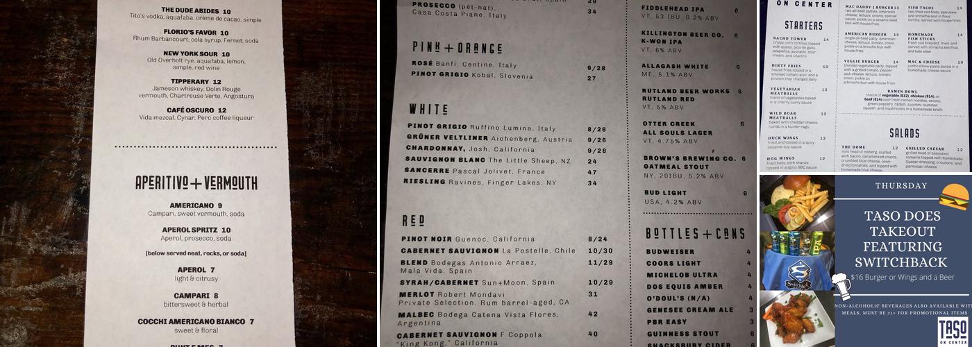 Taso On Center Menu