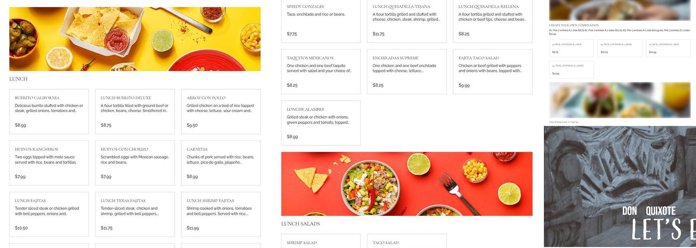 Don Quixote Mexican Grill Menu