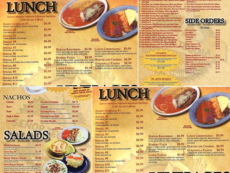 Senor Tequila Mexican Restaurant Menu