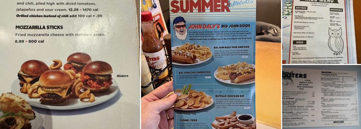 Hooters Menu