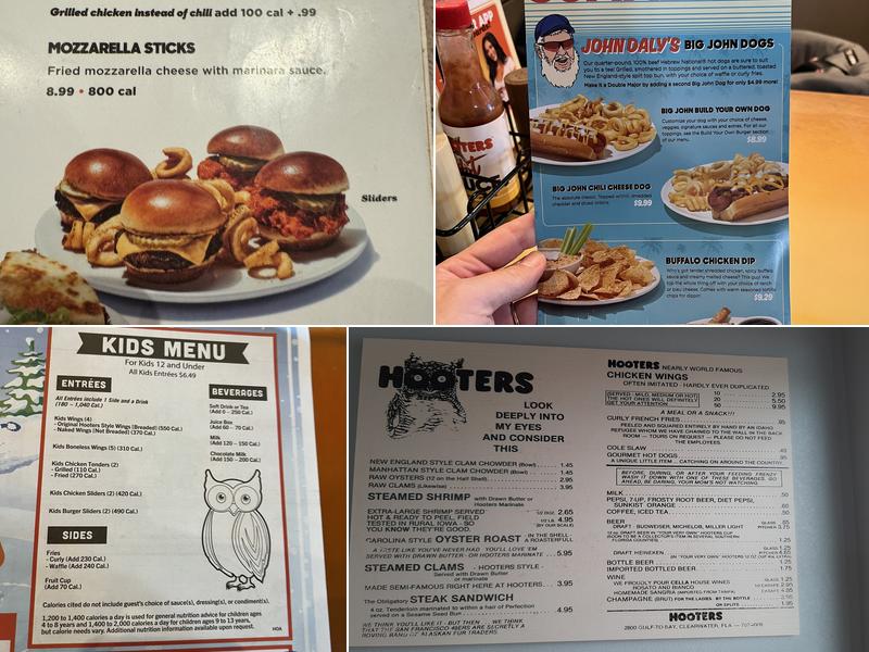 Hooters Menu