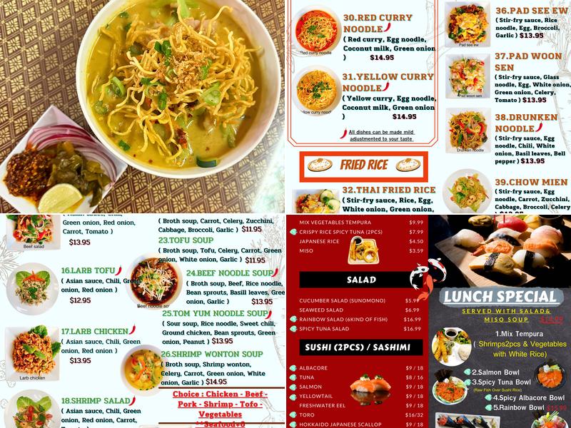 Rain Thai Sushi Cuisine Menu