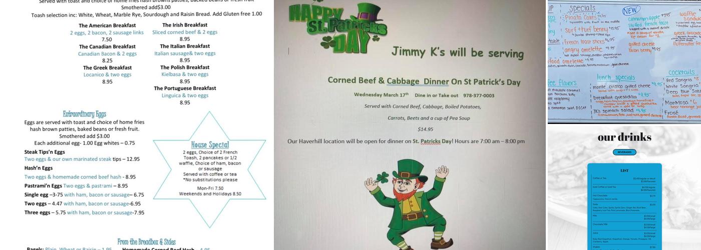 Jimmy K's Diner Menu