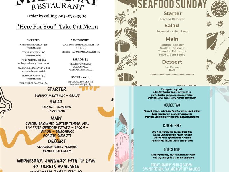Mile Away Restaurant & Tented Venue Menu