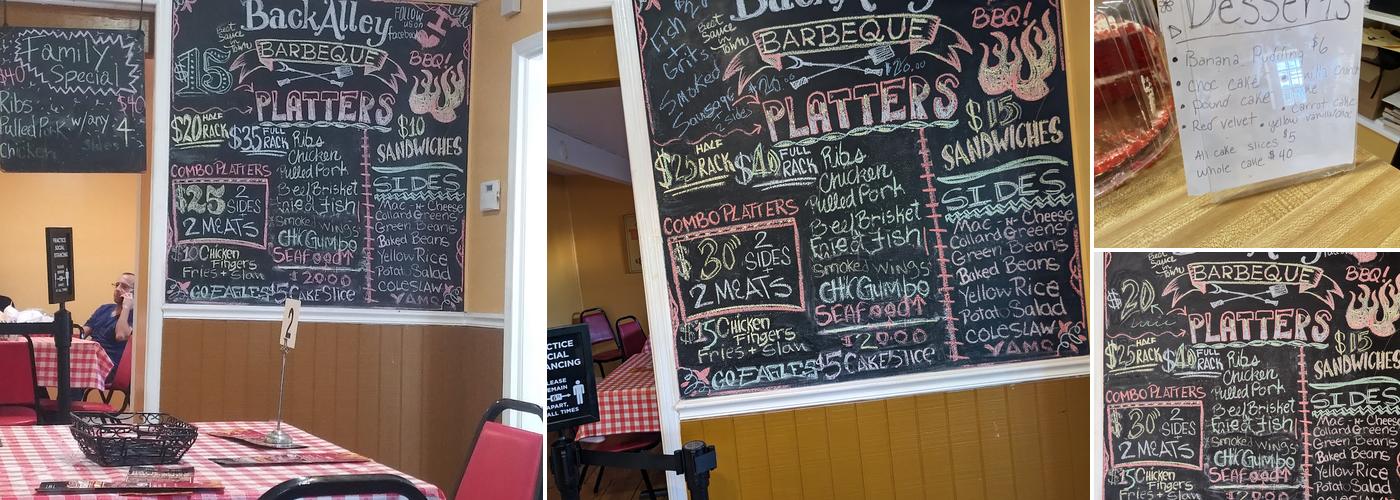 Back Alley Barbeque Menu