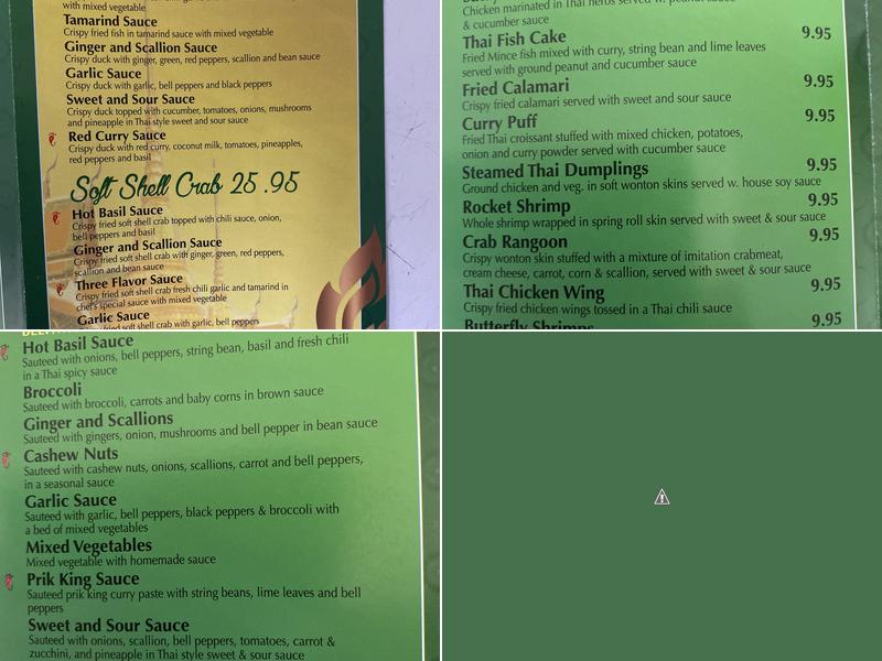 Thailand Restaurant Menu