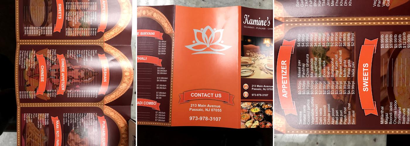 Kamini's Kitchen Menu