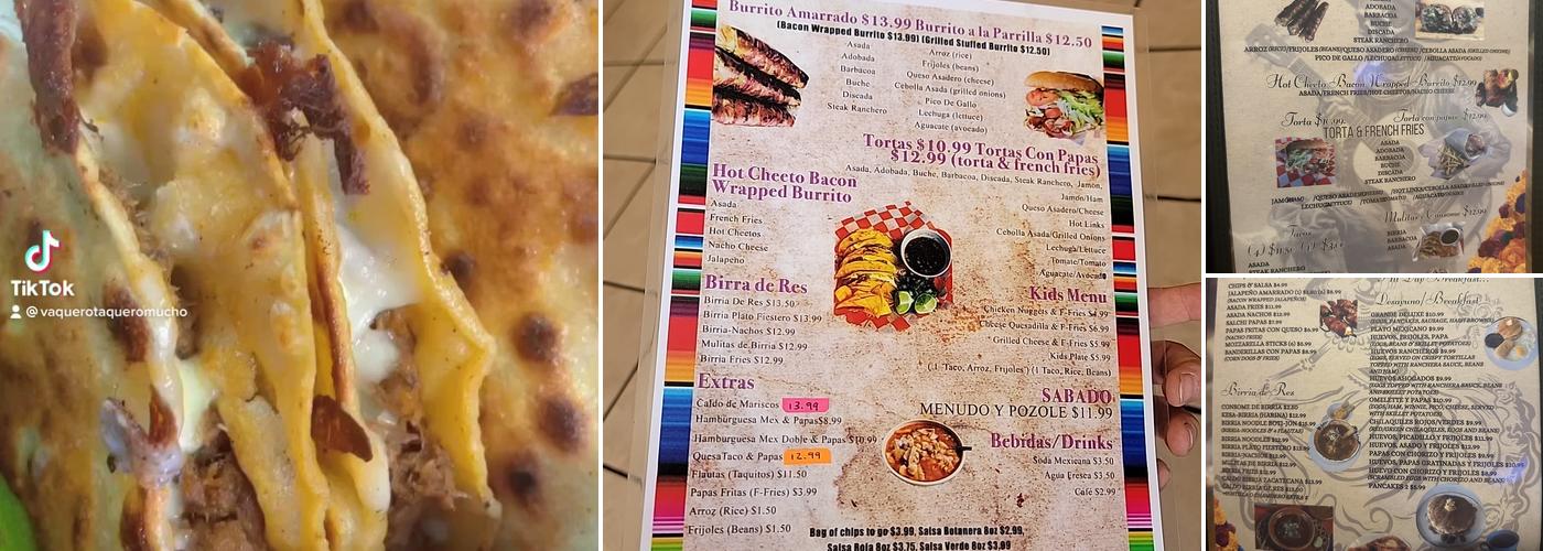 Vaquero Taquero Mucho Menu