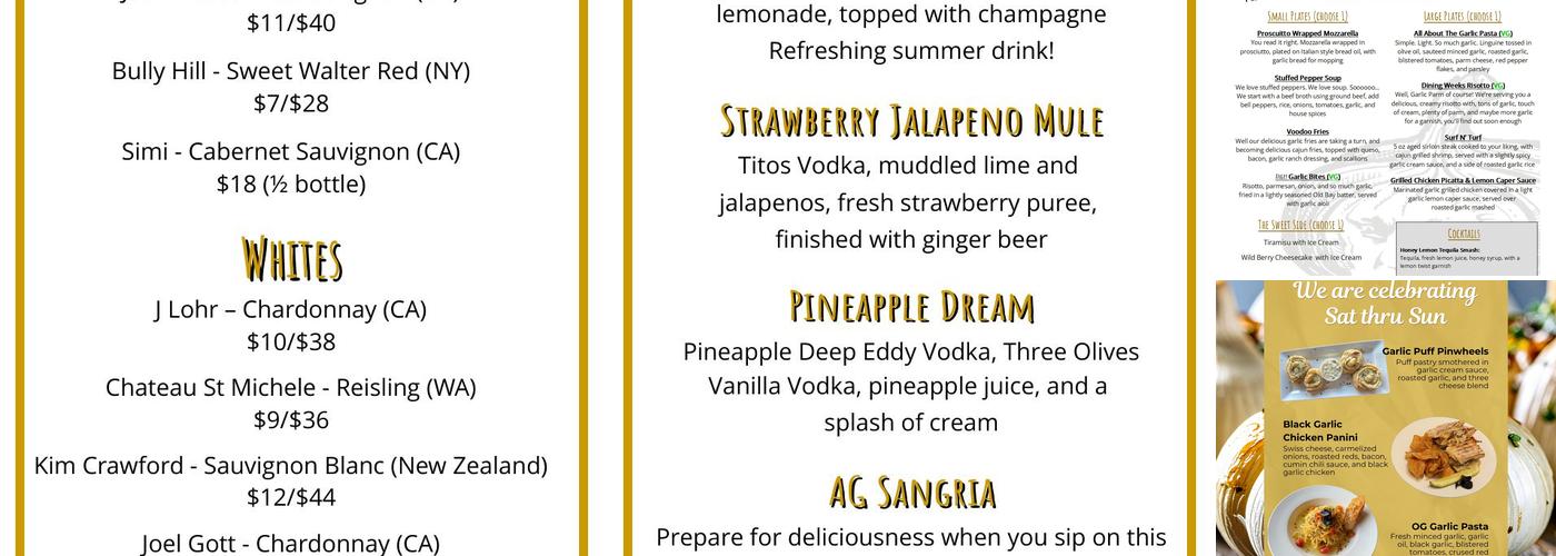 Angry Garlic Menu