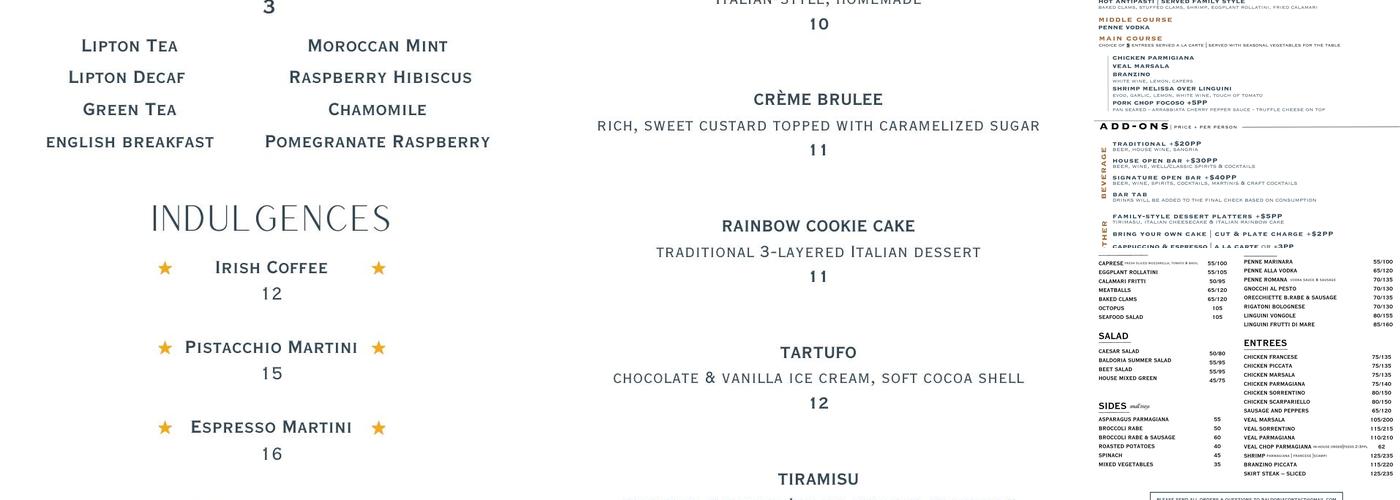 Baldoria Menu