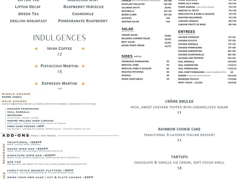 Baldoria Menu