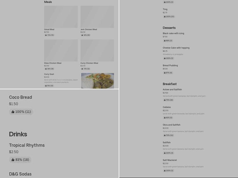 Jamaica Breeze Buffet Menu