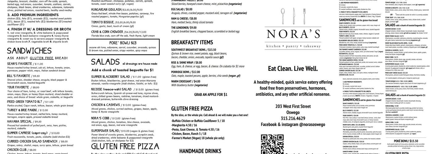 Nora's Menu