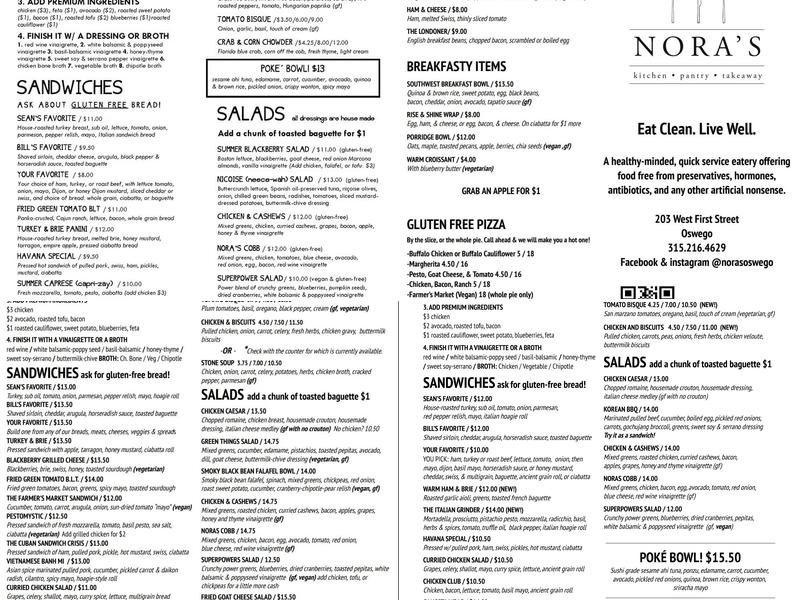 Nora's Menu