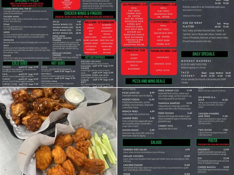 Cinquino's Pizza Menu