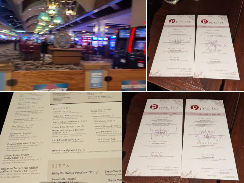 Portico at del Lago Resort and Casino Menu