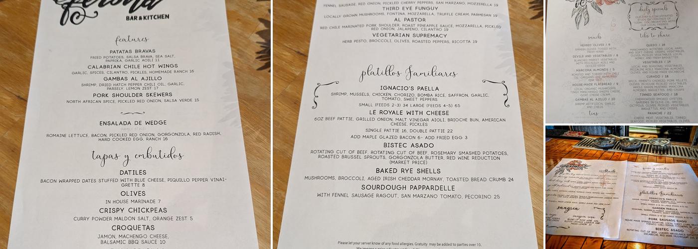 Ferona Menu
