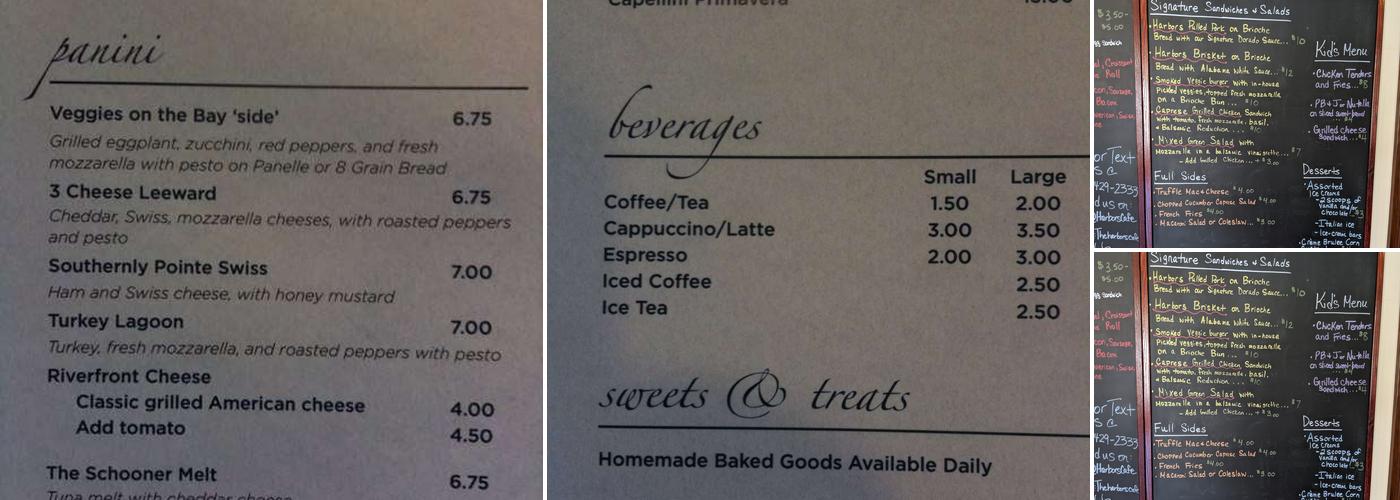 Harbors Cafe Menu