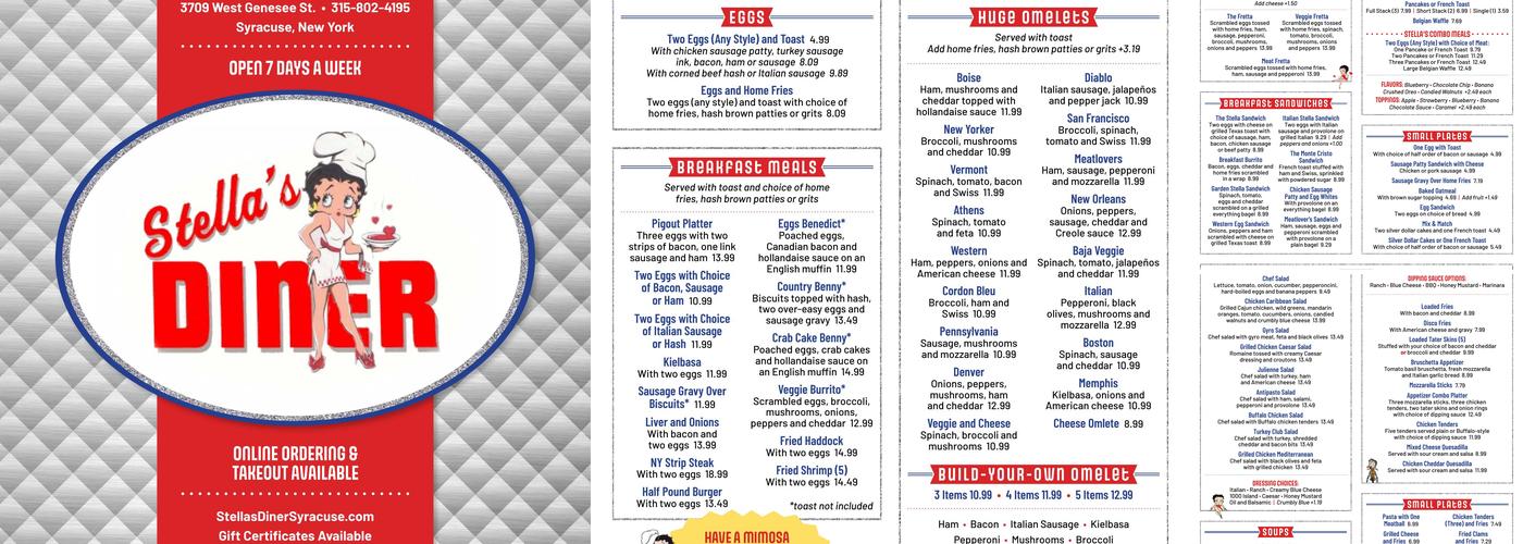 Stella's Diner Menu