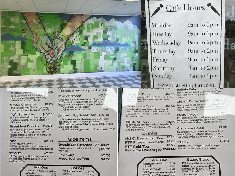 Foster the Plant Cafe Menu