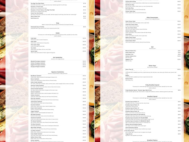 Saverio's Deli Menu