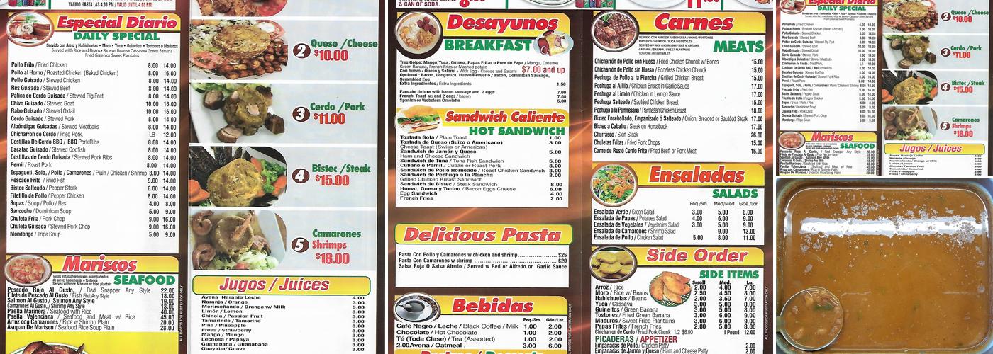 Nelly’s Dominican Latin Restaurant Menu