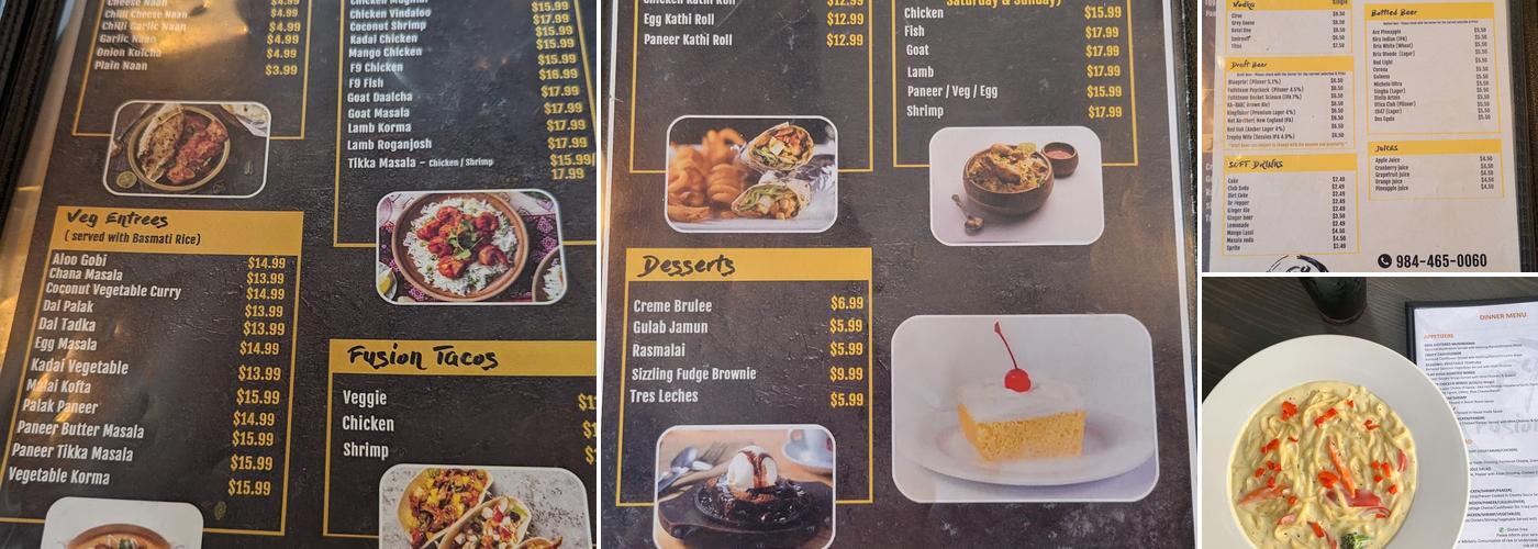Fusion Nine Menu