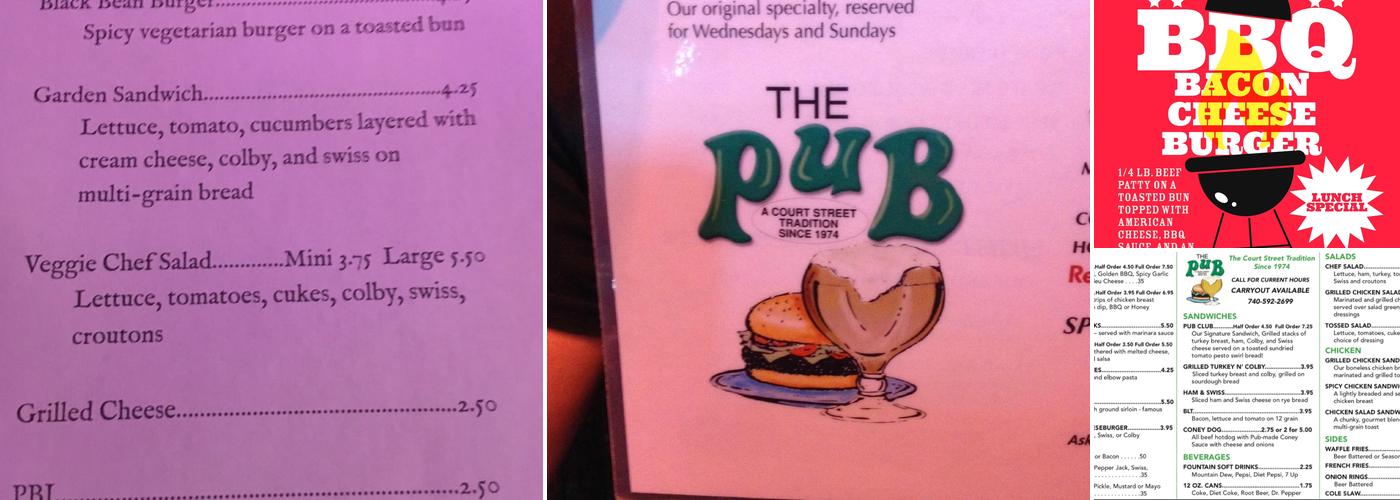 The Pub Bar & Grill Menu
