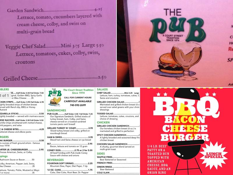 The Pub Bar & Grill Menu