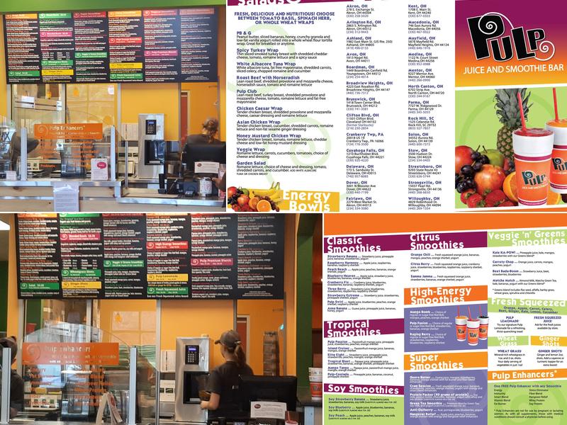 Pulp Juice and Smoothie Bar Middleburg Heights Menu