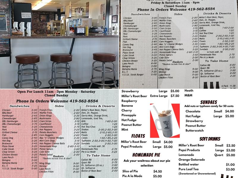 Miller's Drive In Menu
